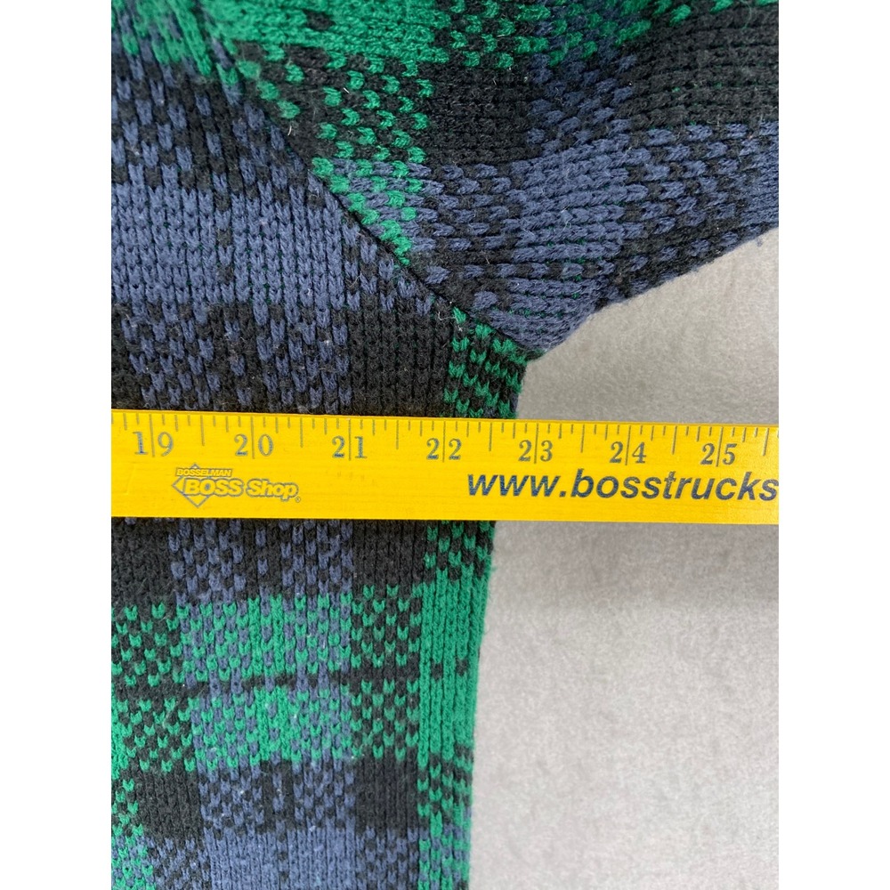VTG Crystal Kobe Cardigan Womens Sz XL Blue Green Plaid Button‎ Front Sweater - Picture 8 of 12